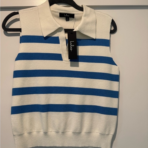 Lulus Tops - Lulu's Blue and White Striped Tank Top